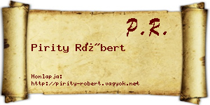 Pirity Róbert névjegykártya